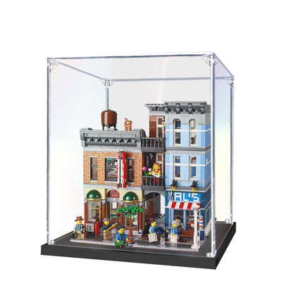 Acrylic Display Case for LEGO 10246 Detective's Office, with Themed Printed Background & Dustproof Box