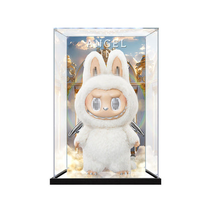 Suitable for Pop Mart Labubu Angel display case. – 35x30x60cm Large Showcase with UV-Printed Background & Mirror Base