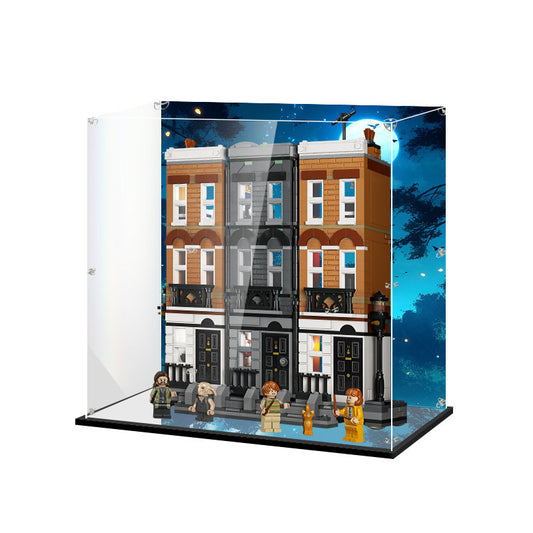 Acrylic Display Case for LEGO 76408 12 Grimmauld Place, with Themed Printed Background & Dustproof Box