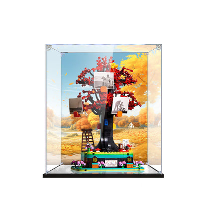 Acrylic Display Case for LEGO 21346 Family Tree, with Themed Printed Background & Dustproof Box