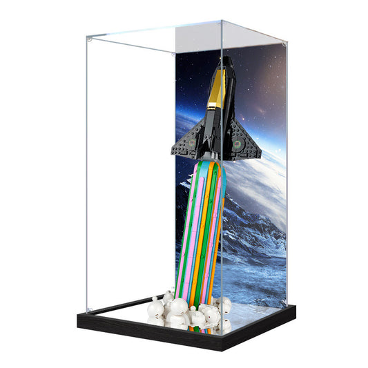 Acrylic Display Case for LEGO 10391 LEGO Ideas: Over the Moon, with Themed Printed Background & Dustproof Box