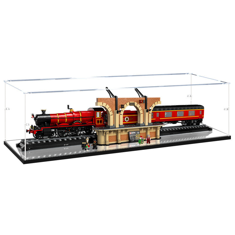 LEGO 76405 Poudlard Express - Édition Collectionneurs - Vitrine de Présentation en Acrylique Miroir avec Anneau Lumineux et Fond UV - Coffret Anti-Poussière