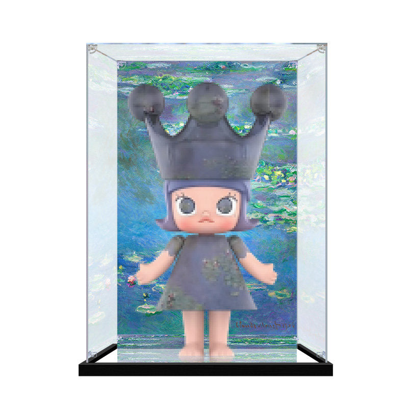 Suitable for Pop Mart Molly The Water Lily Pond Display Case – Showcase with UV-Printed Background & Mirror Base