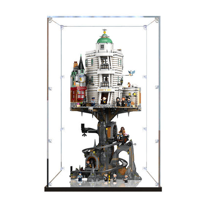 Acrylic Display Case for LEGO 76417 Gringotts Wizarding Bank - Collectors' Edition, with Themed Printed Background & Dustproof Box
