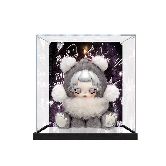 Suitable for Pop Mart SP Bear Panpan Plush Figure Display Case – Showcase with UV-Printed Background & Mirror Base - Scoparius case