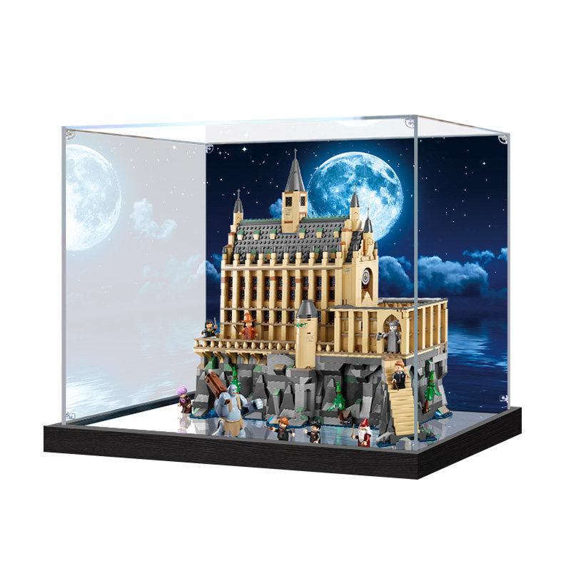 Acrylic Display Case for LEGO 76435 Hogwarts Castle: The Great Hall, with Themed Printed Background & Dustproof Box