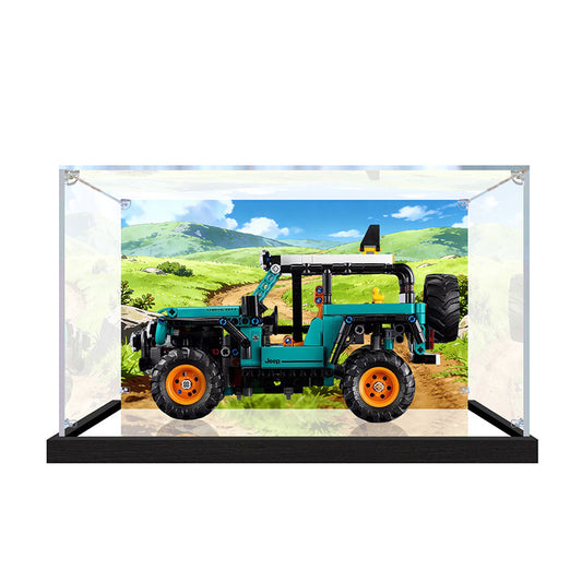 Acrylic Display Case for LEGO 42227 Formula 1 Racing Car, with Themed Printed Background & Dustproof Box