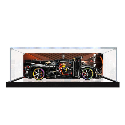Suitable for LEGO 42232 Koenigsegg Supercar Display Case – Showcase with UV-Printed Background & Mirror Base