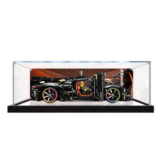 Suitable for LEGO 42232 Koenigsegg Supercar Display Case – Showcase with UV-Printed Background & Mirror Base - Scoparius case