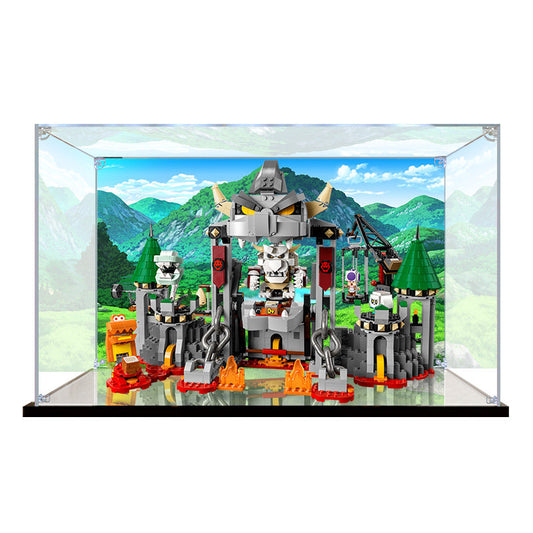 Acrylic Display Case for LEGO 71423 Dry Bowser Castle Battle, with Themed Printed Background & Dustproof Box