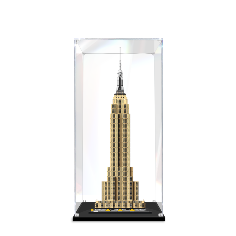 Acrylic Display Case for LEGO 21046 Empire State Building, with Themed Printed Background & Dustproof Box