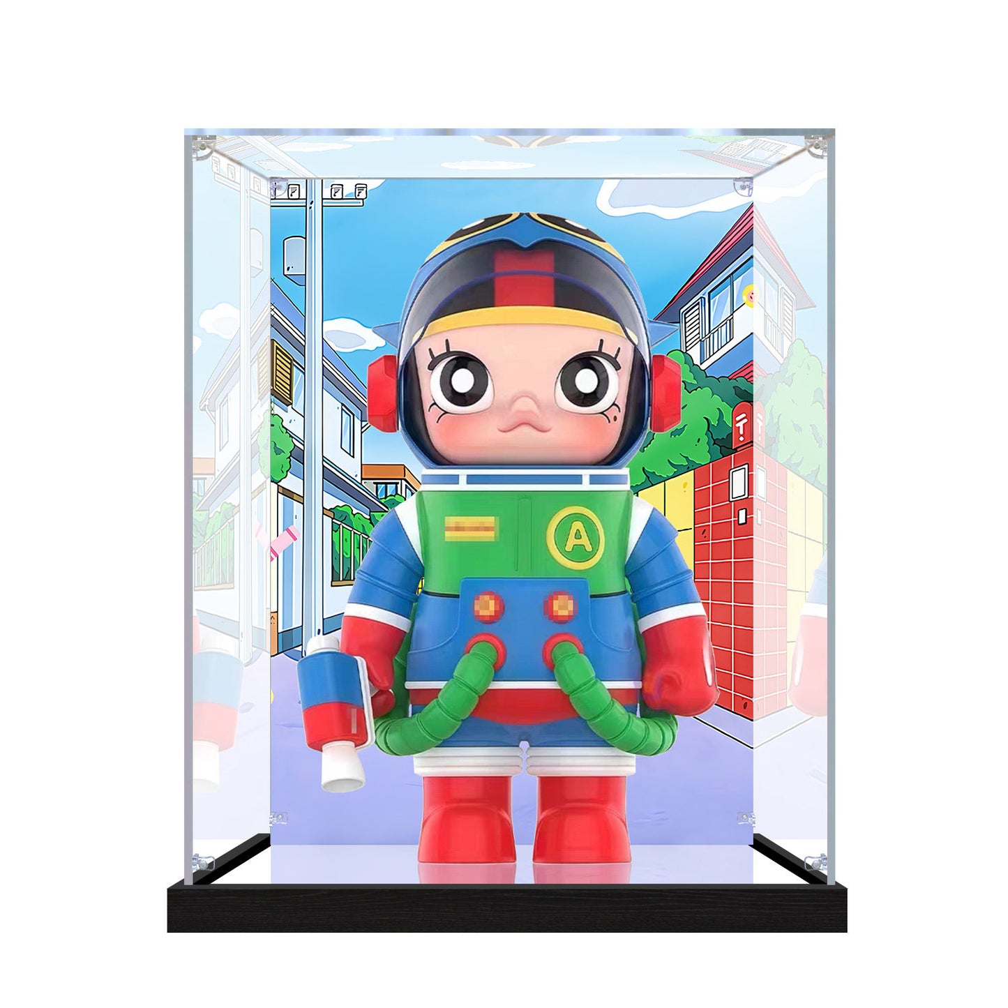 Suitable for Pop Mart DIMOO Series Display Case – Showcase with UV-Printed Background & Mirror Base