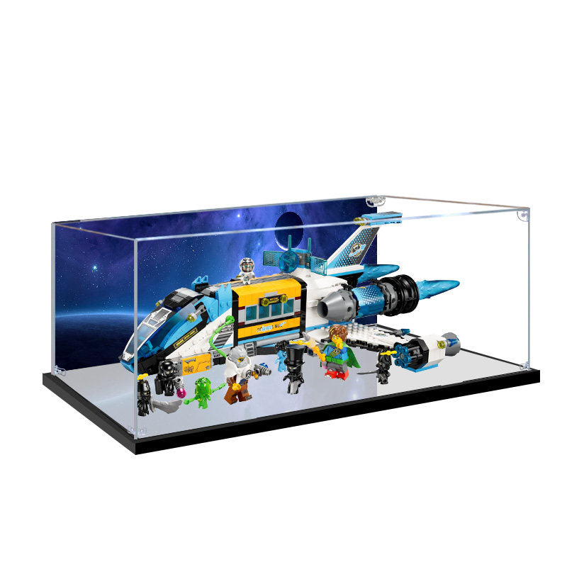 Acrylic Display Case for LEGO 71460 Mr. Oz's Spacebus, with Themed Printed Background & Dustproof Box
