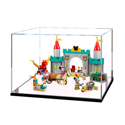 Acrylic Display Case for LEGO 10780 Mickey and Friends Castle Defenders, with Themed Printed Background & Dustproof Box
