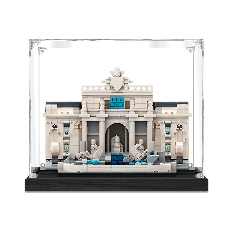 Acrylic Display Case for LEGO 21020 Trevi Fountain, with Themed Printed Background & Dustproof Box