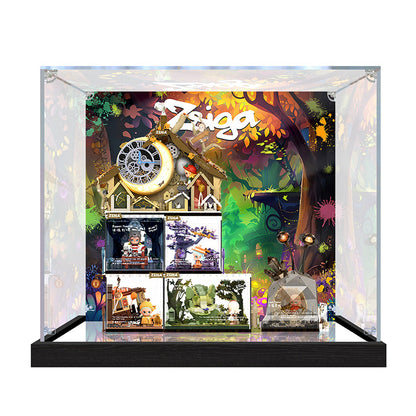 Suitable for Pop Mart Zsiga Display Case – Showcase with UV-Printed Background & Mirror Base