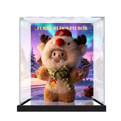 Suitable for Furry Rudolph Bob Series Display Case – Showcase with UV-Printed Background & Mirror Base