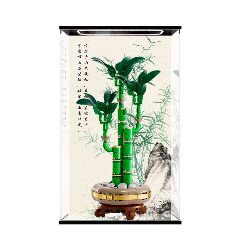 LEGO 10344 Lucky Bamboo spejl-akryl-displaykasse med ringlys og UV-trykt baggrund - støvtæt showcase