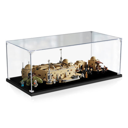Acrylic Display Case for LEGO 75290 Mos Eisley Cantina, with Themed Printed Background & Dustproof Box