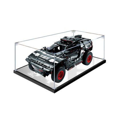 Acrylic Display Case for LEGO 42160 Audi RS Q e-tron, with Themed Printed Background & Dustproof Box