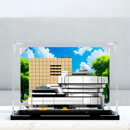 Acrylic Display Case for LEGO 21035 Solomon R. Guggenheim Museum, with Themed Printed Background & Dustproof Box
