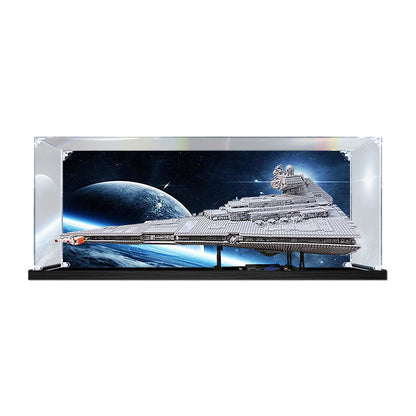 Acrylic Display Case for LEGO 75252 Imperial Star Destroyer, with Themed Printed Background & Dustproof Box