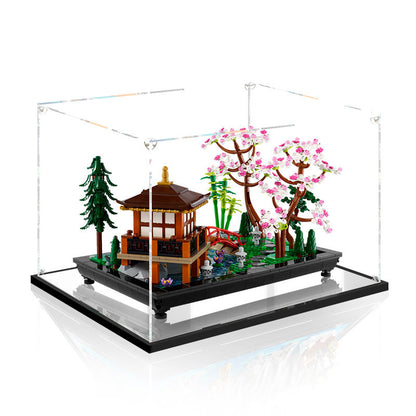 Acrylic Display Case for LEGO 10315 Tranquil Garden, with Themed Printed Background & Dustproof Box