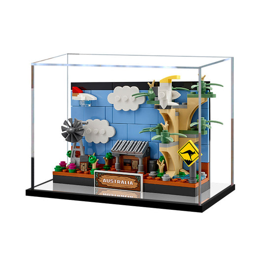 Acrylic Display Case for LEGO 40651 Australia Postcard, with Themed Printed Background & Dustproof Box