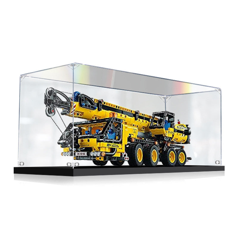 Acrylic Display Case for LEGO 42108 Mobile Crane, with Construction Site Printed Background & Dustproof Box