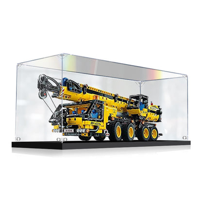 Acrylic Display Case for LEGO 42108 Mobile Crane, with Construction Site Printed Background & Dustproof Box
