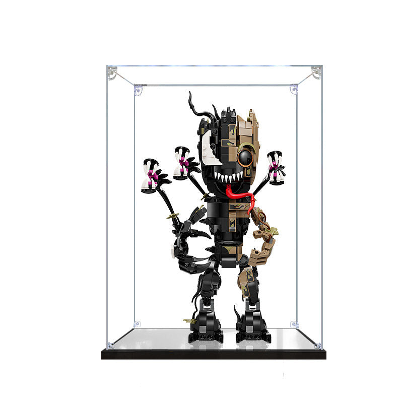 Acrylic Display Case for LEGO 76249 Venomized Groot, with Themed Printed Background & Dustproof Box