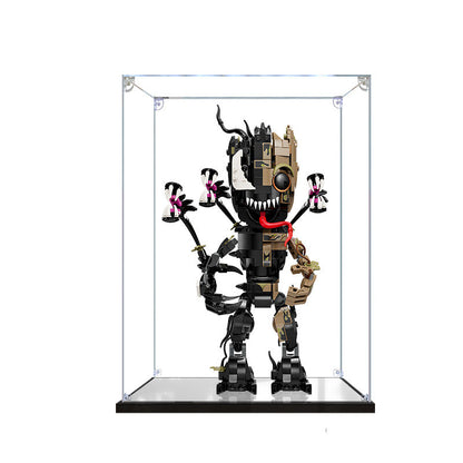 Acrylic Display Case for LEGO 76249 Venomized Groot, with Themed Printed Background & Dustproof Box