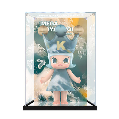 Suitable for Pop Mart MEGA SPACE MOLLY Display Case – Showcase with UV-Printed Background & Mirror Base