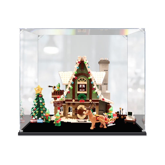 Acrylic Display Case for LEGO 10275 Elf Club House, with Themed Printed Background & Dustproof Box