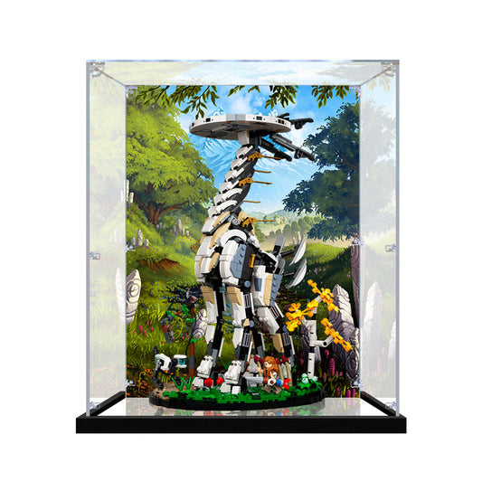 Acrylic Display Case for LEGO 76989 Horizon Forbidden West: Tallneck, with Themed Printed Background & Dustproof Box