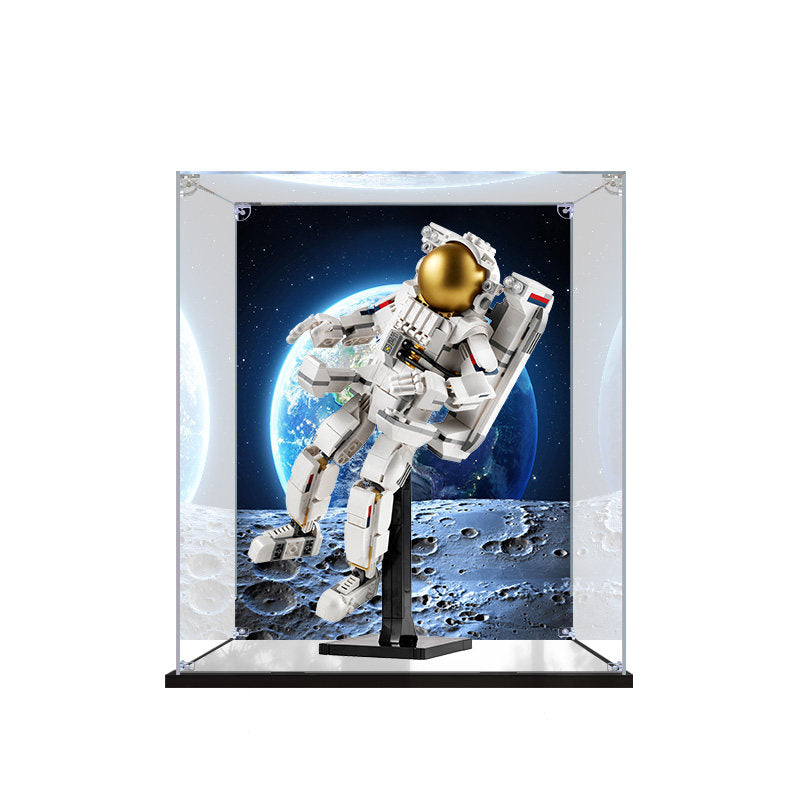 Acrylic Display Case for LEGO 31152 Space Astronaut, with Themed Printed Background & Dustproof Box