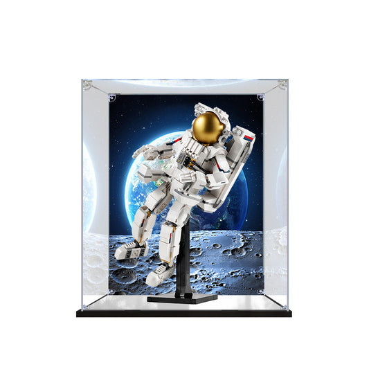 Acrylic Display Case for LEGO 31152 Space Astronaut, with Themed Printed Background & Dustproof Box