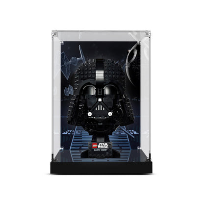 Acrylic Display Case for LEGO 75304 Darth Vader Helmet, with Themed Printed Background & Dustproof Box