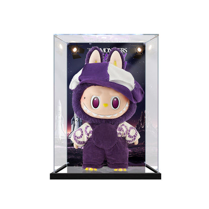 Suitable for Pop Mart Labubu Space Display Case – 25x20x40cm Showcase with UV-Printed Background & Mirror Base