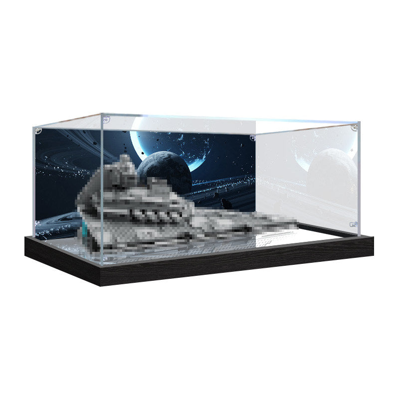 Acrylic Display Case for LEGO 75394 Imperial Star Destroyer, with Themed Printed Background & Dustproof Box