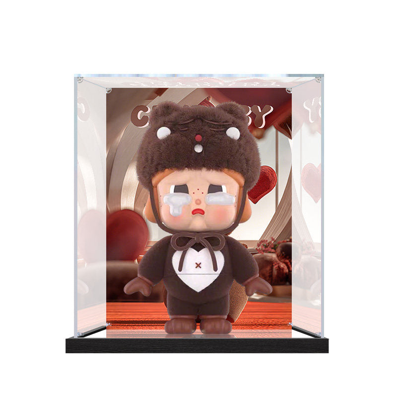 Suitable for Pop Mart Crybaby Display Case – Showcase with UV-Printed Background & Mirror Base