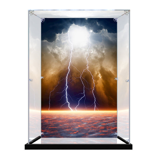 Acrylic Display Case for LEGO 76209 Thor's Hammer, with Themed Printed Background & Dustproof Box