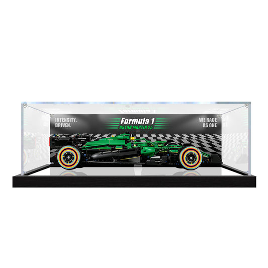 Suitable for LEGO 42240 Aston Martin F1 AMR25 Display Case – Showcase with UV-Printed Background & Mirror Base - Scoparius case