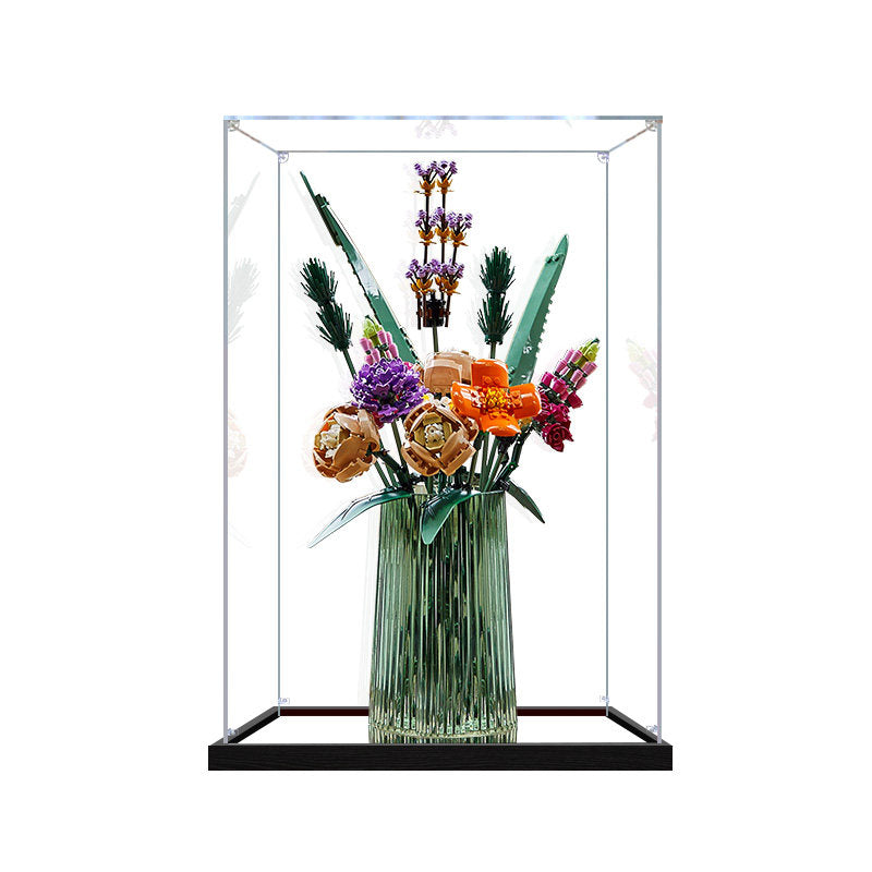 Acrylic Display Case for LEGO 10280 Flower Bouquet, with Themed Printed Background & Dustproof Box