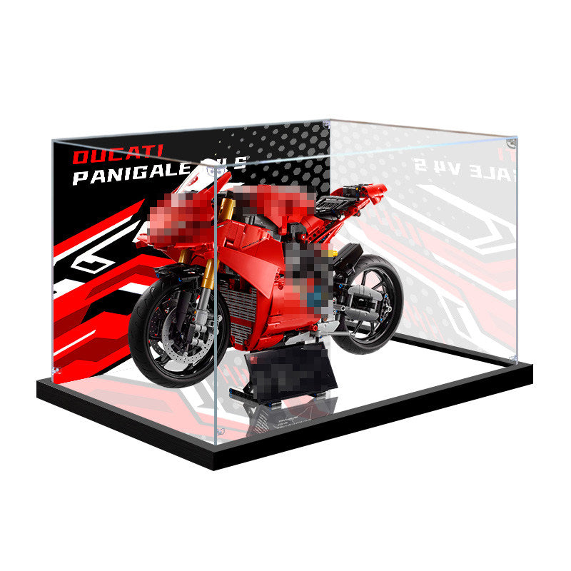 Acrylic Display Case for LEGO 42202 Technic Model, with Themed Printed Background & Dustproof Box