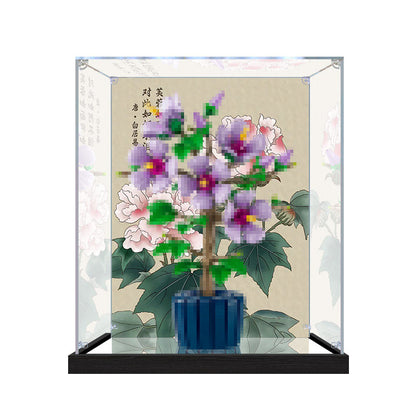 Acrylic Display Case for LEGO 10372 Flower Bouquet, with Themed Printed Background & Dustproof Box
