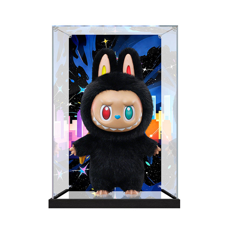 Suitable for Pop Mart Labubu Display Case – Showcase with UV-Printed Background & Mirror Base