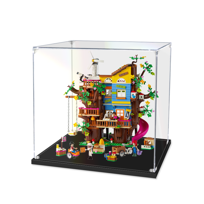 Acrylic Display Case for LEGO 41703 Friendship Tree House, with Themed Printed Background & Dustproof Box