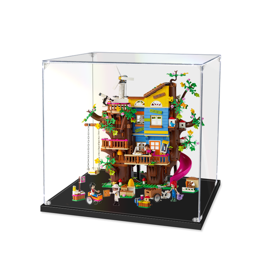 Acrylic Display Case for LEGO 41703 Friendship Tree House, with Themed Printed Background & Dustproof Box