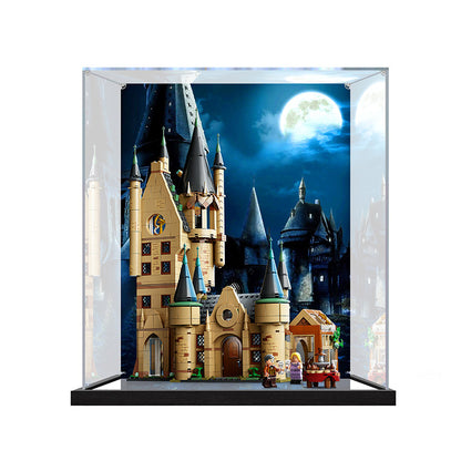 Acrylic Display Case for LEGO 75969 Hogwarts Astronomy Tower, with Themed Printed Background & Dustproof Box